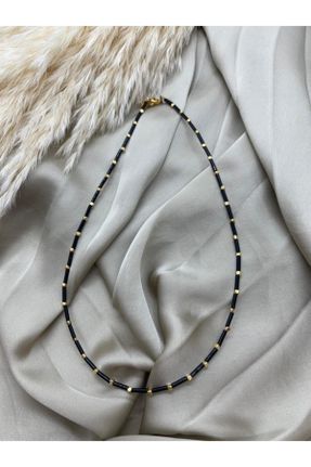 گردنبند جواهر مشکی زنانه روکش طلا کد 59430132