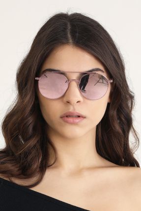 عینک آفتابی صورتی زنانه 56 UV400 فلزی آینه ای بیضی کد 837529718