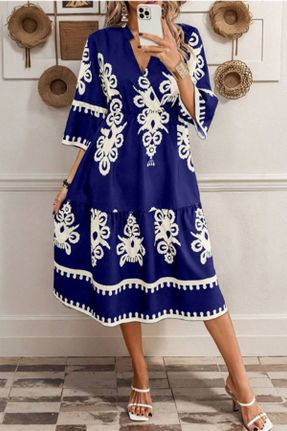 لباس آبی زنانه بافتنی ویسکون راحت کد 835165317