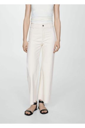 شلوار جین سفید زنانه پاچه جاگر استاندارد کد 820197135