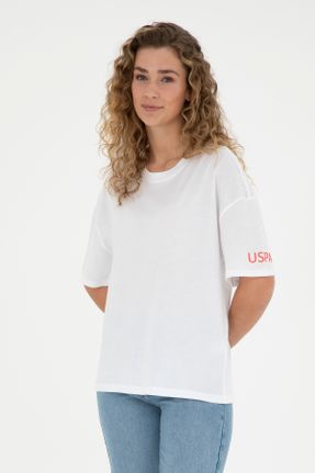 تی شرت سفید زنانه اورسایز یقه گرد کد 830533710