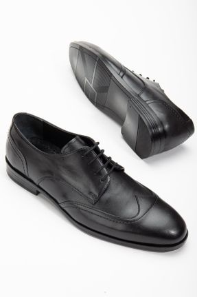 کفش کلاسیک مشکی مردانه چرم طبیعی پاشنه کوتاه ( 4 - 1 cm ) پاشنه ضخیم کد 813308241
