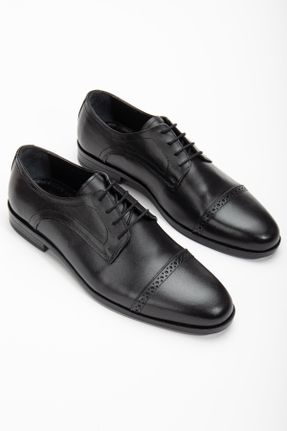 کفش کلاسیک مشکی مردانه چرم طبیعی پاشنه کوتاه ( 4 - 1 cm ) پاشنه ضخیم کد 814008540