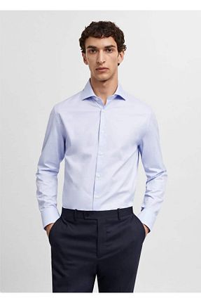 پیراهن آبی مردانه اسلیم فیت MANGO Man - کد 788743130