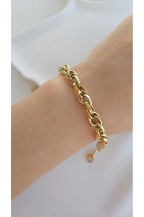 دستبند استیل طلائی زنانه فولاد ( استیل ) کد 779801066