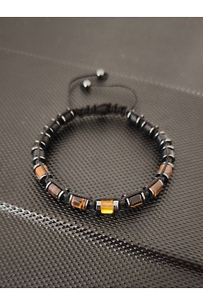دستبند جواهر قهوه ای مردانه سنگ طبیعی tahrastone - کد 827342555
