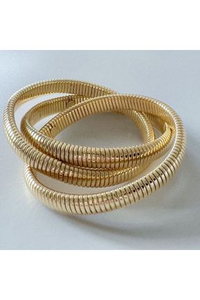 دستبند استیل طلائی زنانه فولاد ( استیل ) کد 774907091