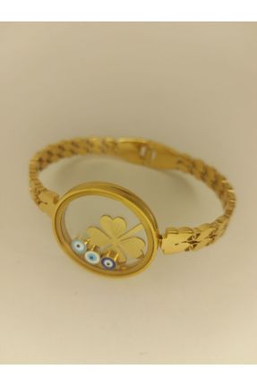 دستبند استیل طلائی زنانه استیل ضد زنگ کد 831724981