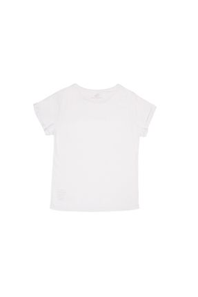 تی شرت سفید زنانه رگولار یقه گرد کد 26495759