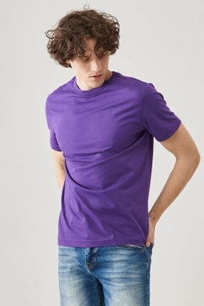 تی شرت بنفش مردانه رگولار یقه خدمه پنبه (نخی) کد 314333840