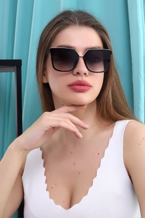 عینک آفتابی مشکی زنانه 59 UV400 استخوان سایه روشن مستطیل کد 350426887