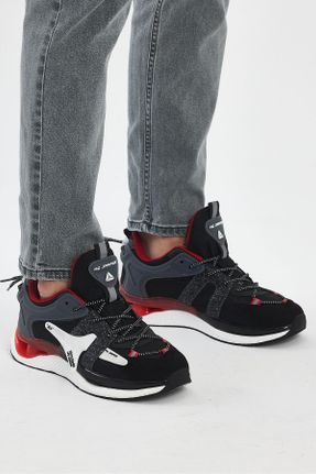 کفش اسنیکر قرمز مردانه بند دار پارچه نساجی کد 798170781