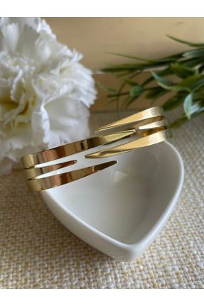 دستبند استیل طلائی زنانه فولاد ( استیل ) کد 837815580