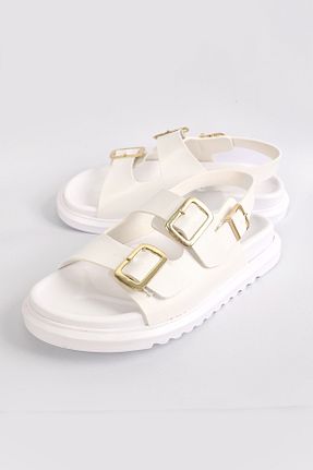صندل سفید زنانه پاشنه تخت Liza Shoes - کد 837877763