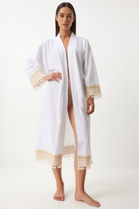 کیمونو سفید زنانه بافتنی بلند کد 831469925