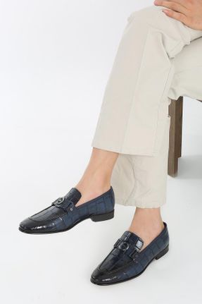 کفش کلاسیک سرمه ای مردانه پاشنه کوتاه ( 4 - 1 cm ) پاشنه ساده کد 831273333