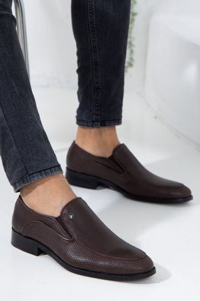 کفش کلاسیک قهوه ای مردانه چرم طبیعی پاشنه کوتاه ( 4 - 1 cm ) پاشنه ضخیم کد 301330945