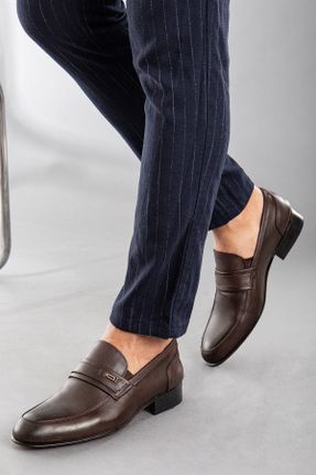 کفش کلاسیک قهوه ای مردانه چرم طبیعی پاشنه کوتاه ( 4 - 1 cm ) پاشنه ضخیم کد 423650519
