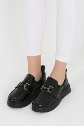 کفش کژوال مشکی زنانه چرم طبیعی پاشنه کوتاه ( 4 - 1 cm ) پاشنه ساده کد 801385776