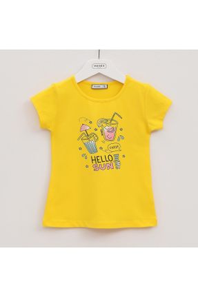 تی شرت زرد بچه گانه رگولار یقه گرد پنبه (نخی) کد 736449385
