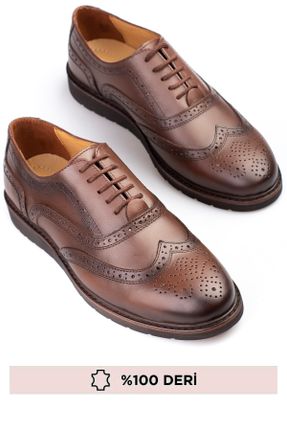 کفش آکسفورد قهوه ای مردانه چرم طبیعی پاشنه کوتاه ( 4 - 1 cm ) کد 837672659
