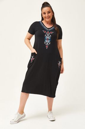 لباس مشکی زنانه ویسکون سایز بزرگ بافت کد 814591104