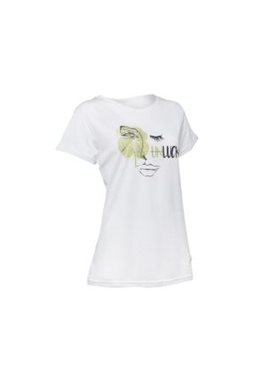 تی شرت سفید زنانه رگولار یقه گرد کد 26495709