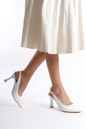 کفش پاشنه بلند کلاسیک سفید زنانه چرم مصنوعی پاشنه نازک پاشنه متوسط ( 5 - 9 cm ) کد 822576935