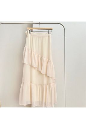 دامن حجاب بژ زنانه رگولار qarmacha - کد 833534459