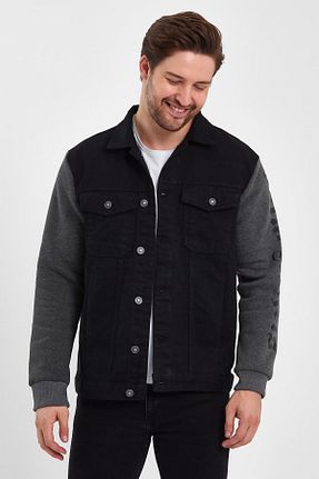 کت مشکی مردانه اورسایز DAMGA JEANS - کد 737253393