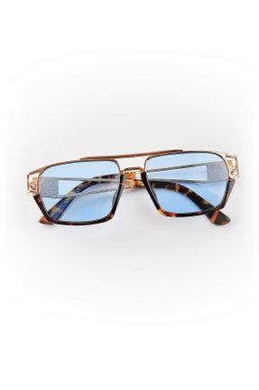 عینک آفتابی آبی زنانه 55 UV400 فلزی مات مستطیل کد 449912770