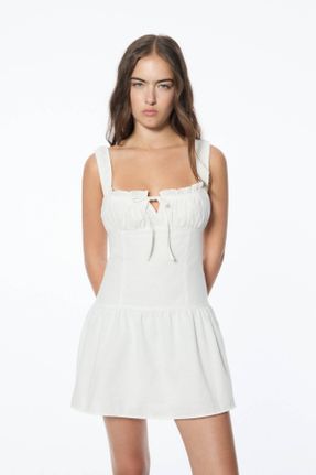 لباس سفید زنانه بافتنی پنبه (نخی) راحت کد 837779747