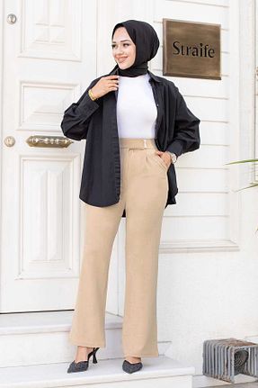 شلوار حجاب بژ زنانه بافت EBRUTESETTÜR - کد 837783036