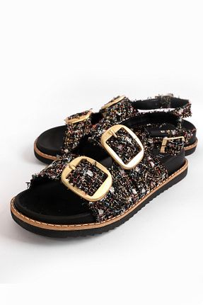 صندل مشکی زنانه پاشنه تخت Liza Shoes - کد 837848014