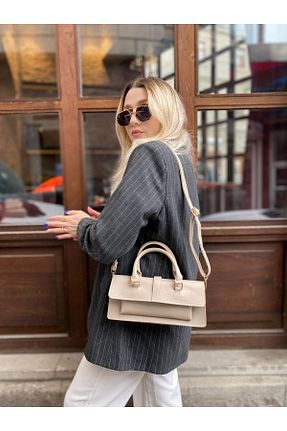 کیف دوشی بژ زنانه چرم مصنوعی NİSSEA - کد 674275375