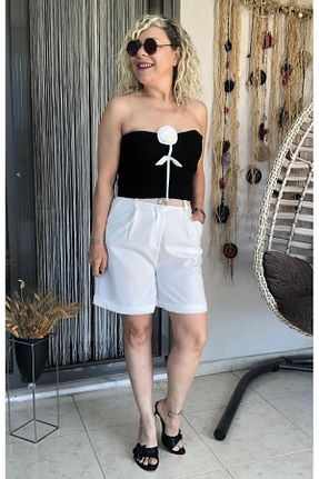 شلوارک و برمودا سفید زنانه مخلوط ویسکون Dila Butik - کد 832155027