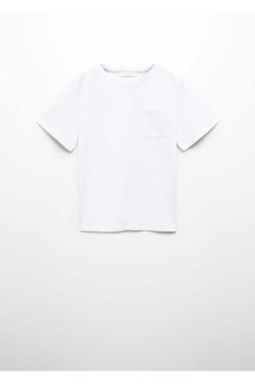 تی شرت سفید بچه گانه رگولار یقه خدمه پنبه (نخی) کد 824223037