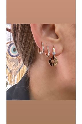 گوشواره استیل (فولاد) طلائی زنانه استیل ضد زنگ Esmeray Aksesuar - کد 692794771