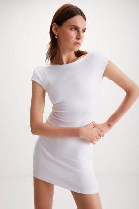 لباس سفید زنانه بافت پنبه (نخی) اسلیم کد 834056792