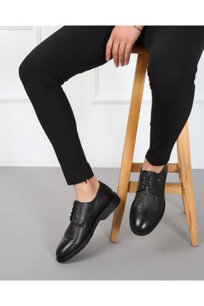 کفش کلاسیک مشکی مردانه چرم طبیعی پاشنه کوتاه ( 4 - 1 cm ) پاشنه ساده کد 224808648