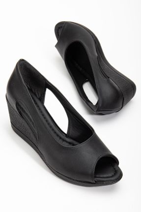 کفش پاشنه بلند پر مشکی زنانه پاشنه متوسط ( 5 - 9 cm ) چرم مصنوعی پاشنه پر کد 809463997