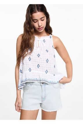 شلوارک و برمودا آبی زنانه %100 پنبه MANGO Teen - کد 821478780
