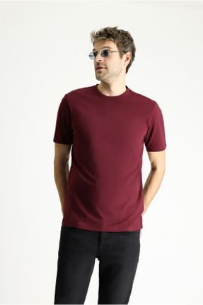 تی شرت زرشکی مردانه رگولار یقه گرد کد 830935864