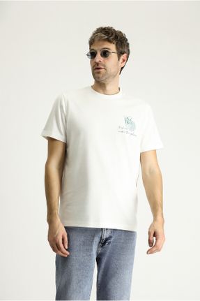 تی شرت بژ مردانه رگولار یقه گرد کد 834915965