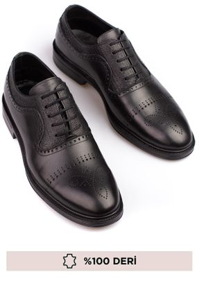 کفش کلاسیک مشکی مردانه چرم طبیعی پاشنه کوتاه ( 4 - 1 cm ) پاشنه ساده کد 837705723