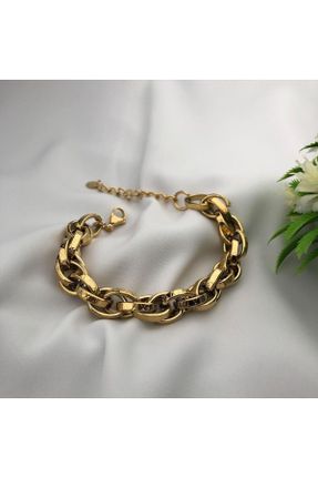 دستبند استیل طلائی زنانه استیل ضد زنگ کد 748890277