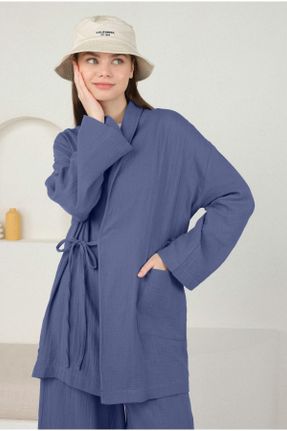 کیمونو آبی زنانه بافتنی کد 837749596
