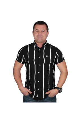 پیراهن مشکی مردانه یقه پیراهنی تنگ کد 238274777