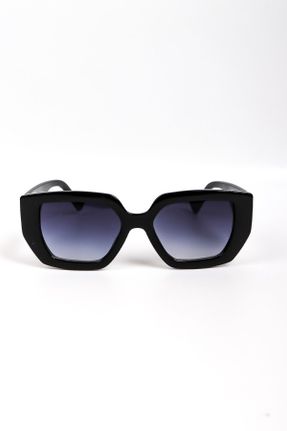 عینک آفتابی مشکی زنانه 50 UV400 آستات مات هندسی کد 341624252