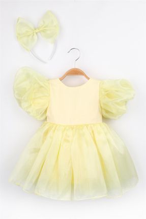 لباس زرد بچه گانه بافتنی ساتن رگولار آستین-کوتاه کد 721917211